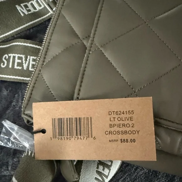 Steve Madden Quilted Crossbody Bag Taupe Beige Adjustable Strap NWT - Picture 6 of 8
